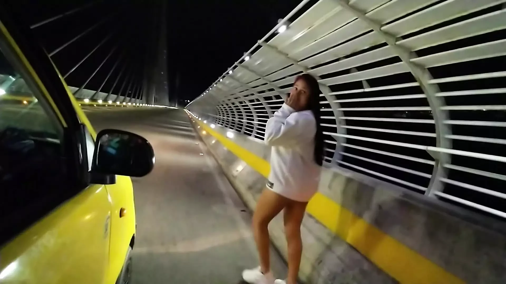 doing nude flashing and walking naked around the streets before fucking outside outdoor in the road