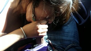 18 year old sucks cock in a car and swallows cum for 1st time