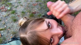 Hot Nympho GF Gives Outdoor Blowjob and Gets Cumshot Facial – Canadian Wilderness – AlexAndAva – 4K