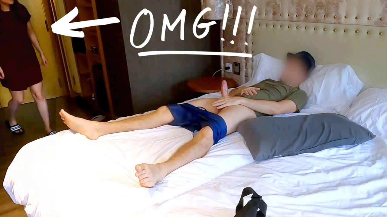 Cock flash in public! young maid caught me jerking off while she was cleaning the room and decided to fuck me – SEXUAL ROLEPLAY